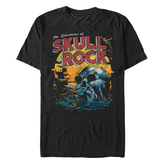 Disney Men's Peter Pan Skull Rock Vintage Inspired Sunset Poster, Short Sleeve T-Shirt