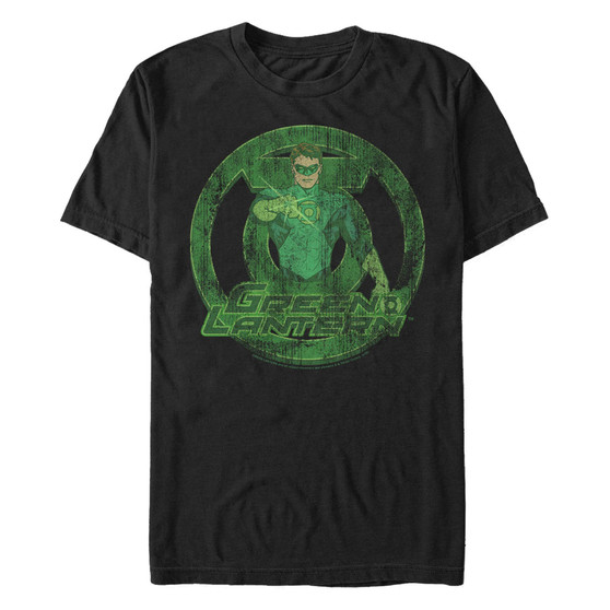 Dc Men's Green Lantern Distressed Portrait Logo Short Sleeve T-Shirt