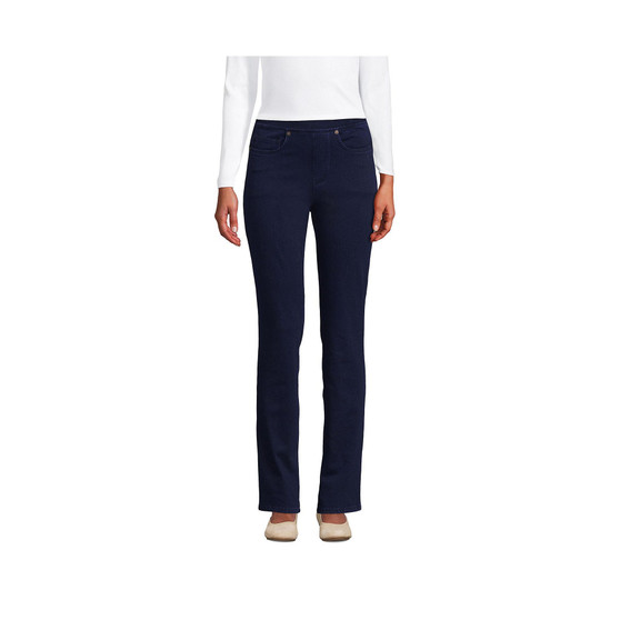 Women's Tall Starfish Mid Rise Pull On Knit Denim Straight Jeans