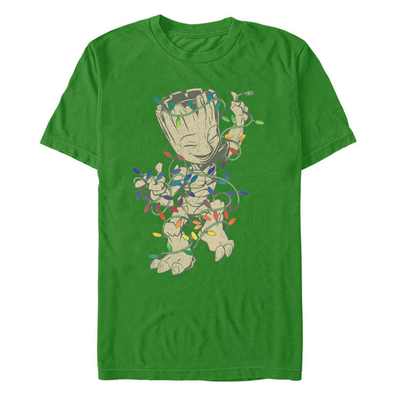 Men's Guardians of the Galaxy Classic Jingle Groot Simplified Short Sleeves T-shirt