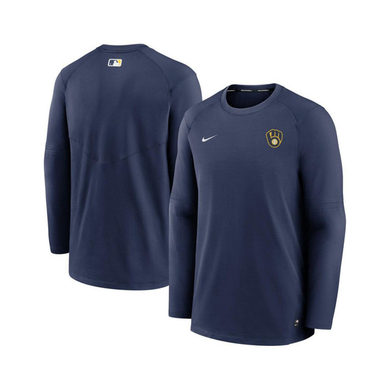 Men's Navy Milwaukee Brewers Authentic Collection Logo Performance Long Sleeve T-shirt