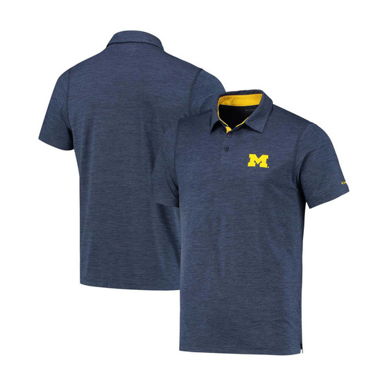 Men's Navy Michigan Wolverines Tech Trail Space Dye Omni-Shade Polo