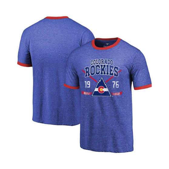 Men's Threads Blue Colorado Rockies Buzzer Beater Tri-Blend Ringer T-shirt