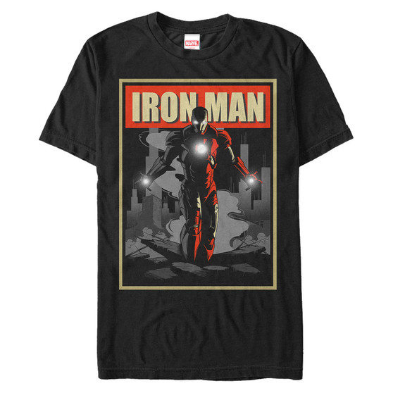 Marvel Men's Comic Collection Vintage Iron Man Poster Short Sleeve T-Shirt