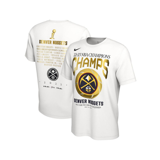 Men's White Denver Nuggets 2023 NBA Finals Champions Big and Tall Celebration Roster T-shirt