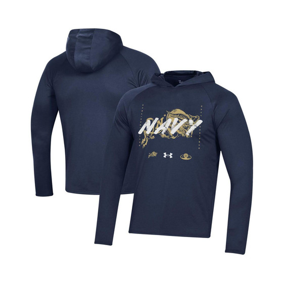 Men's Navy Navy Midshipmen On Court Shooting Long Sleeve Hoodie T-shirt