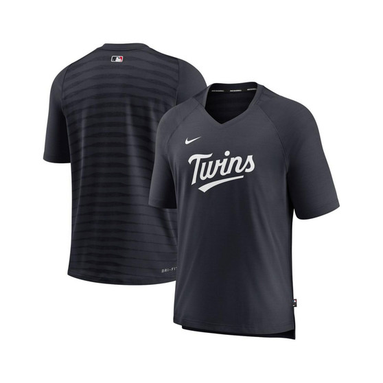 Men's Minnesota Twins Navy Authentic Collection Pregame Raglan Performance V-Neck T-shirt