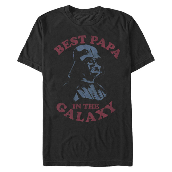 Star Wars Men's Classic Darth Vader Best Papa In The Galaxy Short Sleeve T-Shirt