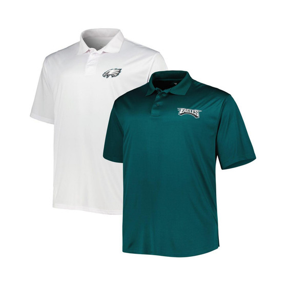 Men's Branded Midnight Green and White Philadelphia Eagles Big and Tall Solid Two-Pack Polo Shirt Set