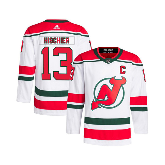 Men's Nico Hischier White New Jersey Devils 2022/23 Heritage Primegreen Authentic Pro Jersey