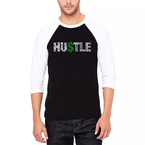 Men's Raglan Baseball Word Art Hustle T-shirt