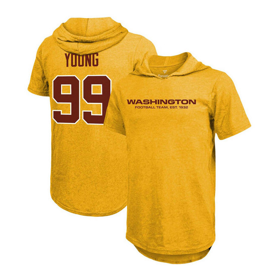 Men's Chase Young Gold-Tone Washington Football Team Player Name Number Tri-Blend Hoodie T-shirt