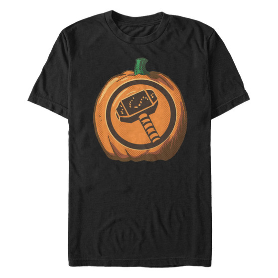 Marvel Men's Thor Hammer Carved Halloween Pumpkin Short Sleeve T-Shirt