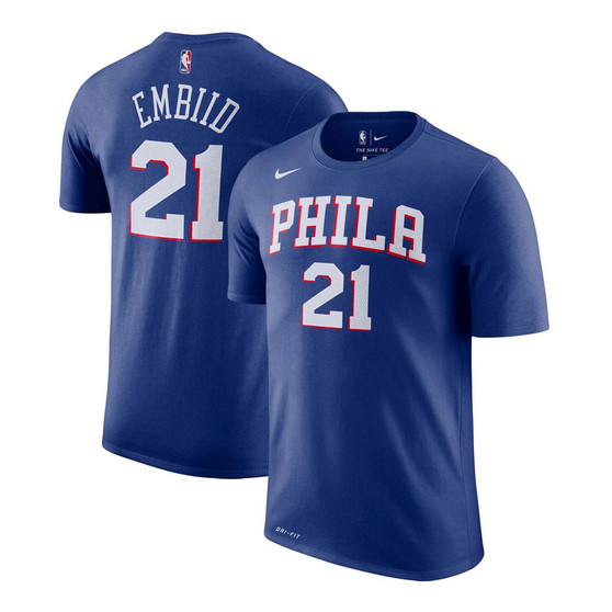 Men's Joel Embiid Royal Philadelphia 76Ers Player Name & Number Performance T-shirt