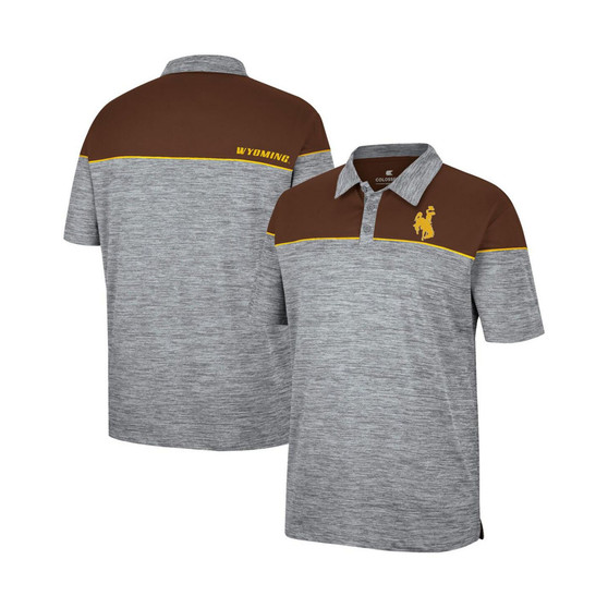 Men's Heathered Gray, Brown Wyoming Cowboys Birdie Polo Shirt