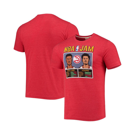 Men's John Collins & Trae Young Heathered Red Nba Jam Tri-Blend T-shirt