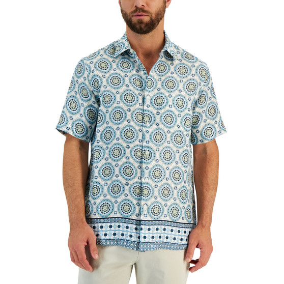 Men's Mada Elevated Short Sleeve Linen Shirt, Created for Macy's