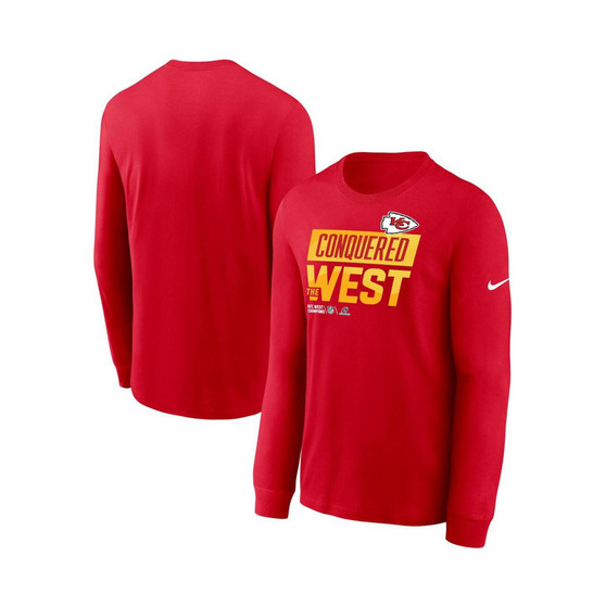 Men's Red Kansas City Chiefs 2022 AFC West Division Champions Locker Room Trophy Collection Long Sleeve T-shirt