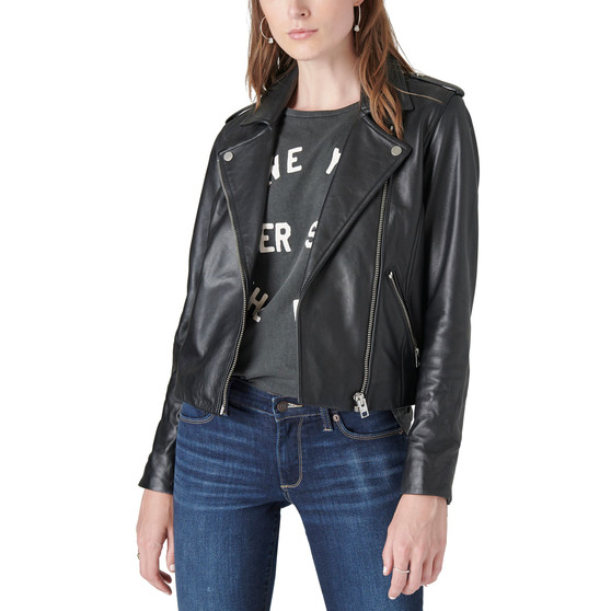 Women's Classic Leather Moto Jacket