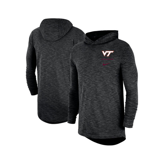 Men's Black Virginia Tech Hokies Slub Space-Dye Performance Long Sleeve Hoodie T-shirt
