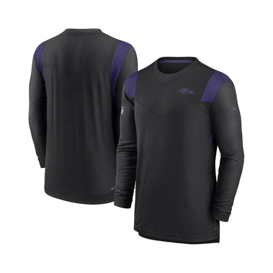 Men's Black Baltimore Ravens Sideline Tonal Logo Performance Player Long Sleeve T-shirt