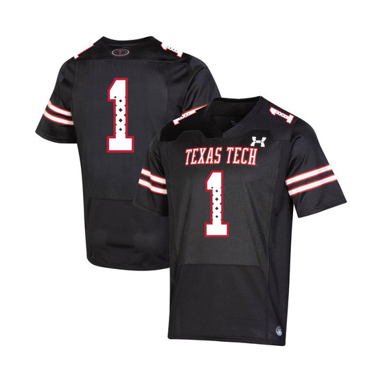 Men's Number 1 Black Texas Tech Red Raiders Throwback Special Game Jersey