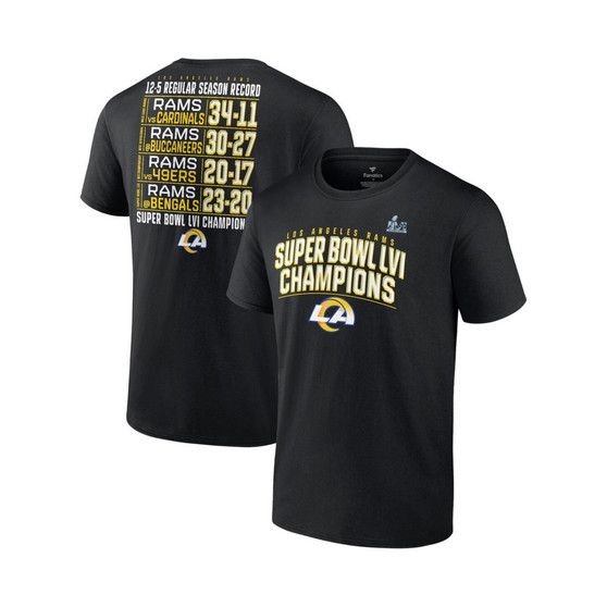 Men's Branded Black Los Angeles Rams Super Bowl LVI Champions Schedule T-shirt