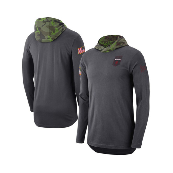 Men's Anthracite Arkansas Razorbacks Military-Inspired Long Sleeve Hoodie T-shirt