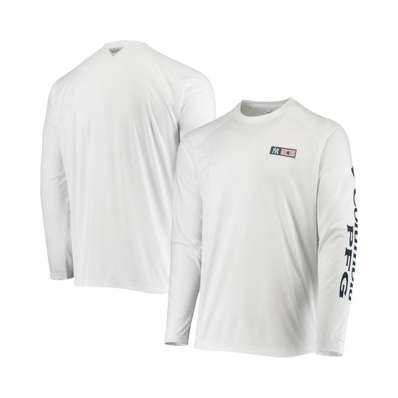 Men's White New York Yankees Americana Terminal Tackle Omni-Shade Raglan Long Sleeve T-shirt