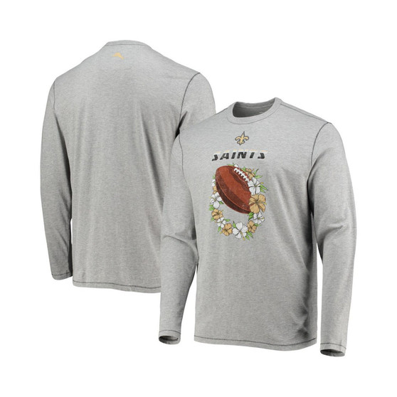 Men's Heathered Gray New Orleans Saints Sport Lei Pass Long Sleeve T-shirt