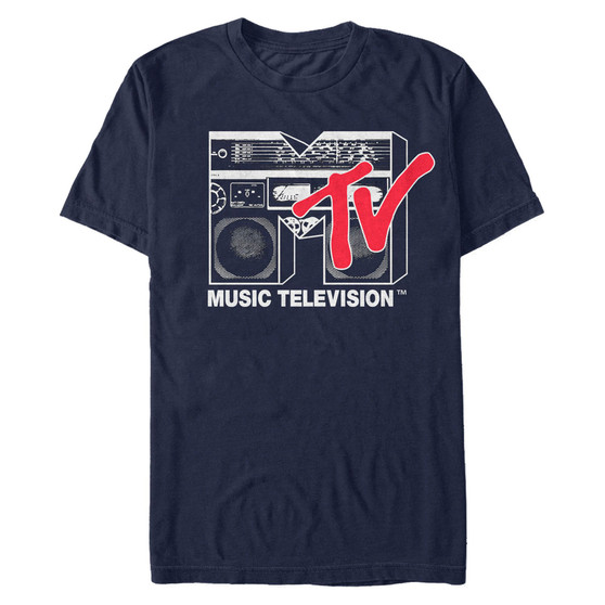 Men's Logo 80's Style Black and White Boombox Short Sleeve T- shirt