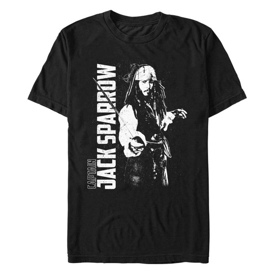 Men's Pirates of The Caribbean Captain Jack Destroyed Short Sleeve T-shirt