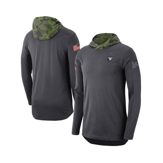 Men's Anthracite West Virginia Mountaineers Military-Inspired Long Sleeve Hoodie T-shirt