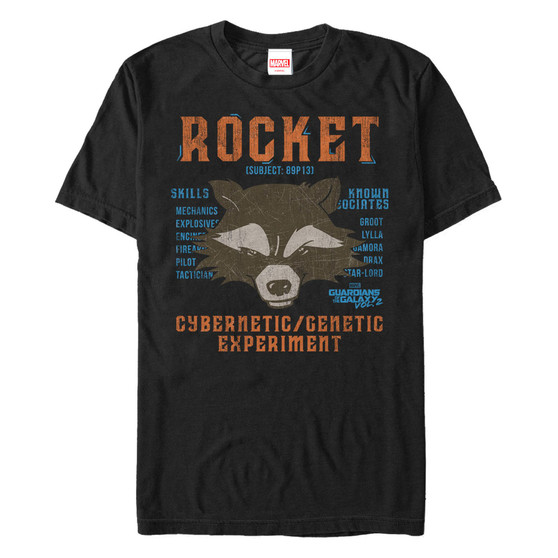 Marvel Men's Guardians of the Galaxy Vol. 2 Rocket Cybernetic Genetic Experiment Short Sleeve T-Shirt