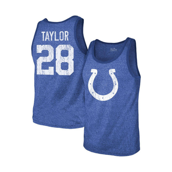 Men's Threads Jonathan Taylor Heathered Royal Indianapolis Colts Player Name and Number Tri-Blend Tank Top