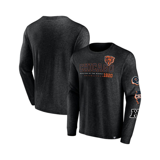 Men's Branded Heather Black Chicago Bears High Whip Pitcher Long Sleeve T-shirt