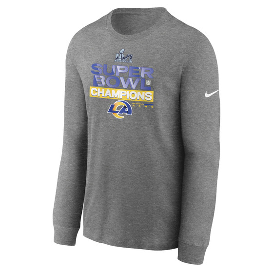 Men's Heather Charcoal Los Angeles Rams  2021 Super Bowl Champions Locker Room Trophy Collection Long Sleeve T-Shirt