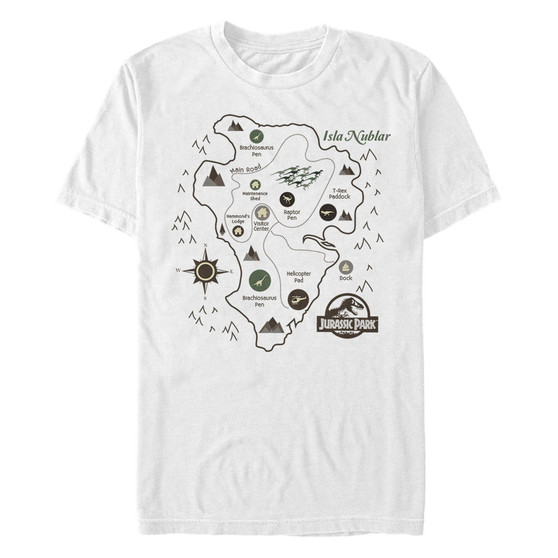Jurassic Park Men's Isla Nublar Park Map Short Sleeve T-Shirt