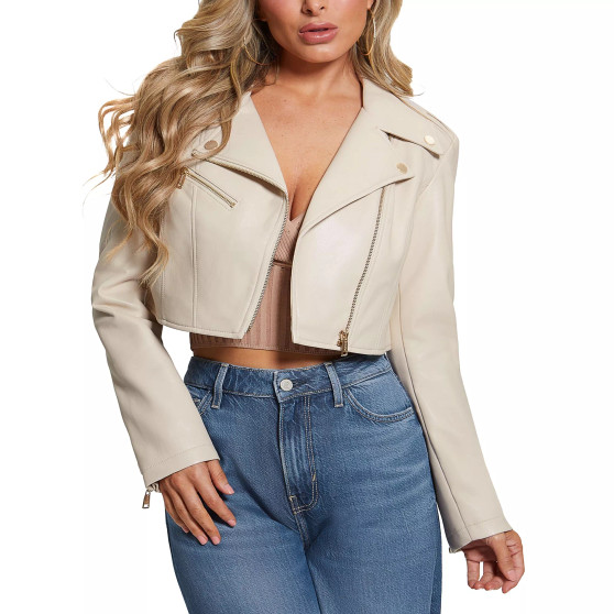 Women's Rochelle Cropped Faux-Leather Moto Jacket