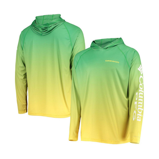 Men's Green Oregon Ducks Terminal Tackle Omni-Shade UPF 50 Long Sleeve Hooded Long Sleeve T-shirt