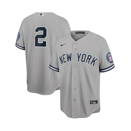 Men's Derek Jeter Gray New York Yankees 2020 Hall of Fame Induction Replica Jersey