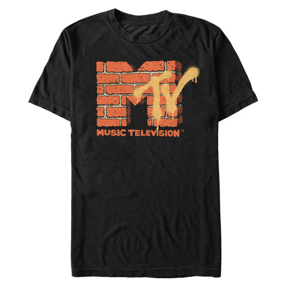 MTV Men's Yellow And Orange Brick Logo Short Sleeve T-Shirt