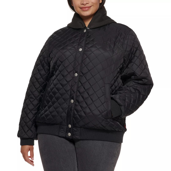 Plus Size Quilted Bomber Jacket