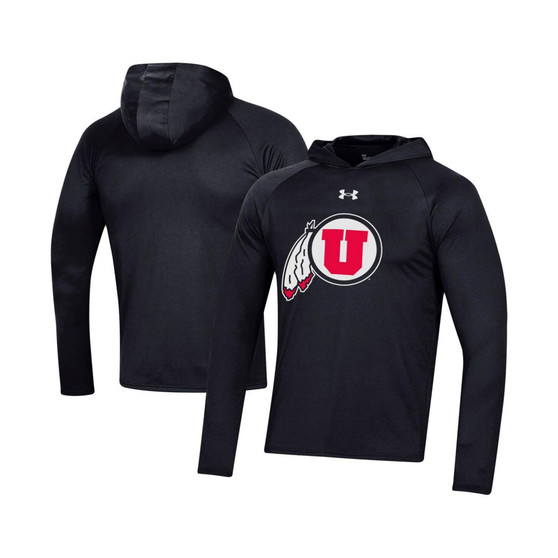 Men's Black Utah Utes School Logo Raglan Long Sleeve Hoodie Performance T-shirt