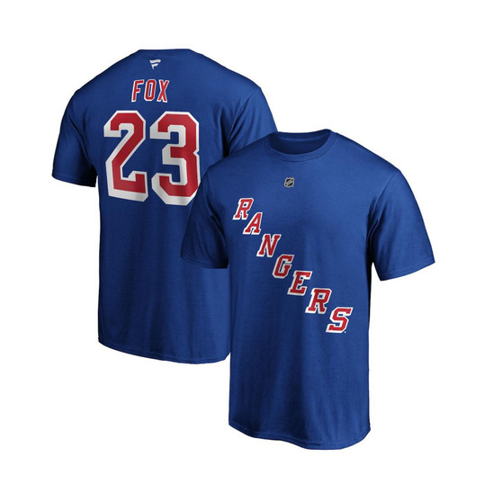 Men's Branded Adam Fox Blue New York Rangers Authentic Stack Name and Number T-shirt