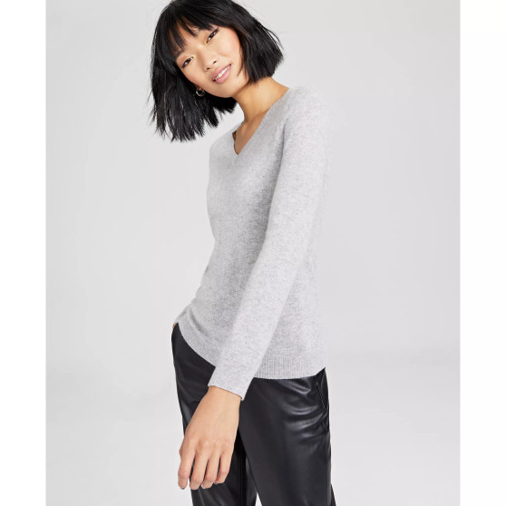 Women's 100% Cashmere V-Neck Sweater, Created for Macy's