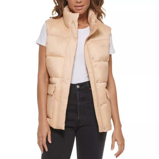 Women's Lined Zippered Mock-Neck Puffer Vest