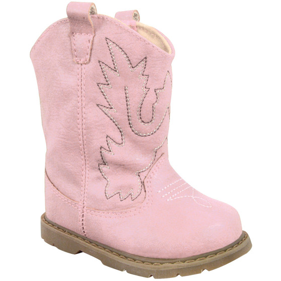 Baby Girl Western Boot Round Toe with Embroidery and Piping