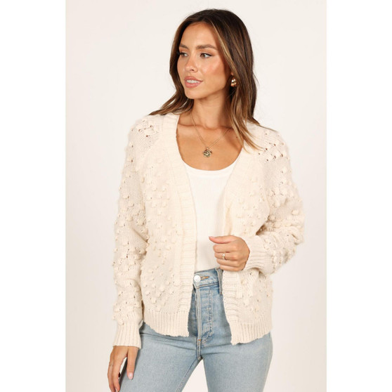Womens Heather Textured Heart Knit Cardigan