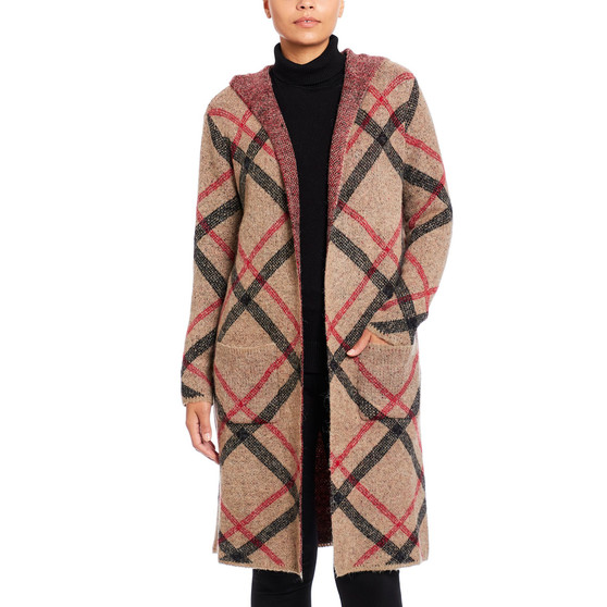 Women's Plaid Coatigan Sweater